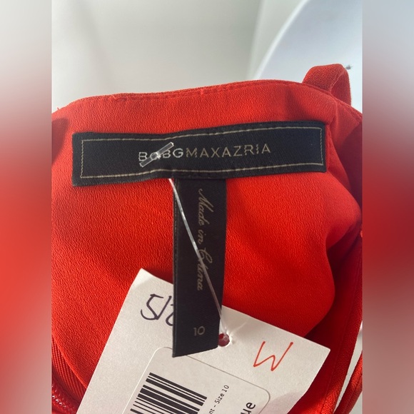BCBGMAXAZRIA Revolve Linzee Red Orange Strappy Dress With Netting - Picture 6 of 10